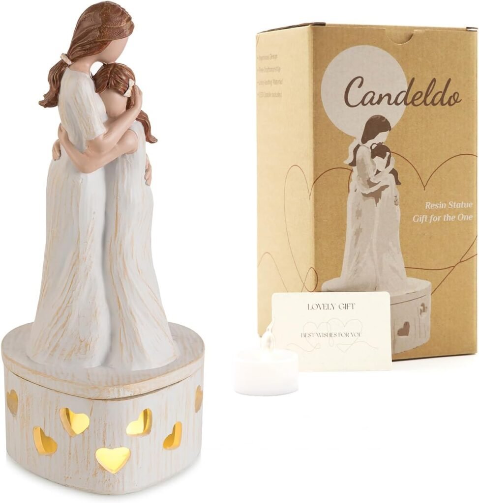 Candeldo Gifts for Mom from Daughter Unique Birthday Gifts Ideas for Daughter Candle Holder Figurine for Mom Christmas Mother Daughter Statue